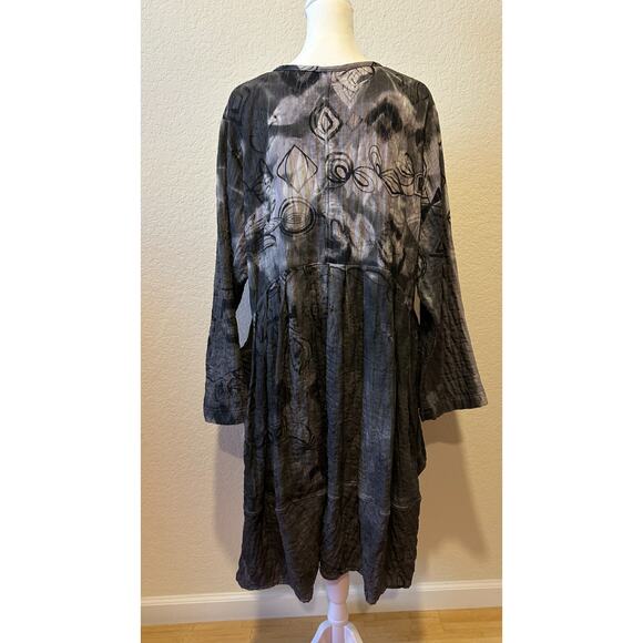 Dress To Kill Jane Mohr Artsy Floral Black Midi Dress Lagenlook Boho One Size - Picture 7 of 11